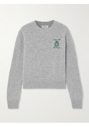 Sporty & Rich - + The Carlyle Embroidered Cashmere And Wool-blend Sweater - Gray - x small,small,medium,large