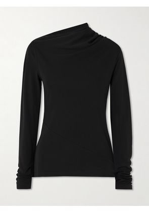 TOTEME - Draped Stretch-jersey Top - Black - xx small,x small,small,medium,large,x large