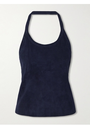 STOULS - Cherry Open-back Suede Halterneck Tank - Blue - xx small,x small,small,medium,large,x large
