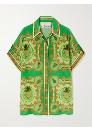 ALÉMAIS - La Musica Printed Silk Crepe De Chine Shirt - Green - UK 4,UK 6,UK 8,UK 10,UK 12,UK 14
