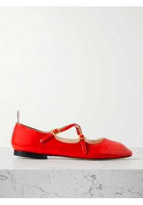 Thom Browne - Grosgrain-trimmed Patent-leather Ballet Flats - Red - IT36,IT37,IT38,IT39,IT40