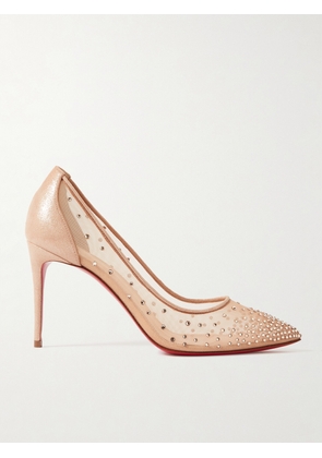 Christian Louboutin - Follies 85 Crystal-embellished Mesh And Glittered-leather Pumps - Neutrals - IT34,IT34.5,IT35,IT35.5,IT36,IT36.5,IT37,IT37.5,IT38,IT38.5,IT39,IT39.5,IT40,IT40.5,IT41,IT41.5,IT42