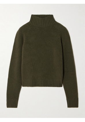 The Elder Statesman - Cropped Cashmere Turtleneck Sweater - Green - x small,small,medium,large