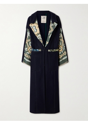 Thank You Have A Good Day - Crosby Jacquard-trimmed Wool Coat - Blue - One size