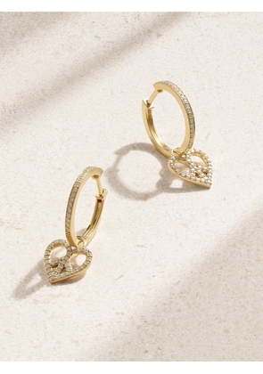 Sydney Evan - Peace Love 14-karat Gold Diamond Hoop Earrings - One size