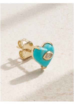 Sydney Evan - 14-karat Gold, Turquoise And Diamond Single Earring - Green - One size