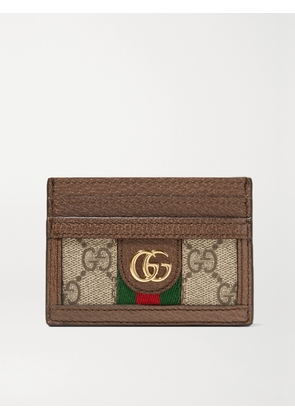 Gucci - Ophidia Textured Leather-trimmed Printed Coated-canvas Cardholder - Brown - One size