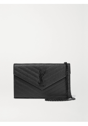 SAINT LAURENT - Cassandre Chain Matelassé Textured-leather Wallet - Black - One size