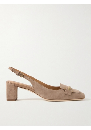 Tod's - Cuoio Embellished Suede Pumps - Brown - IT35,IT35.5,IT36,IT36.5,IT37,IT37.5,IT38,IT38.5,IT39,IT39.5,IT40,IT40.5,IT41,IT42