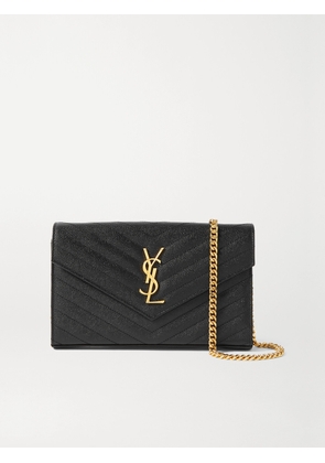 SAINT LAURENT - Cassandre Chain Matelassé Textured-leather Wallet - Black - One size