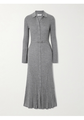 Gabriela Hearst - Tenes Belted Ribbed Silk And Cashmere-blend Midi Dress - Gray - x small,small,medium,large,x large