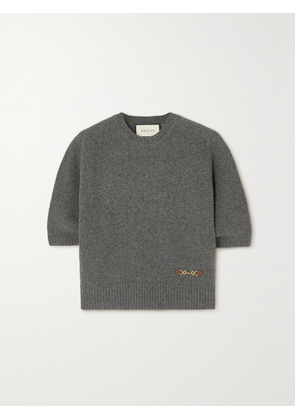 Gucci - Horsebit-detailed Cashmere Sweater - Gray - XXS,XS,S,M,L,XL