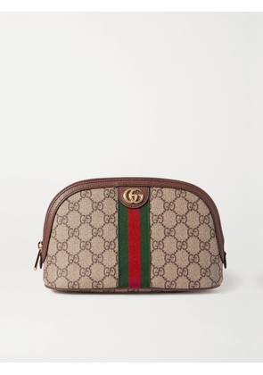 Gucci - Leather-trimmed Printed Coated-canvas Cosmetics Case - Neutrals - One size