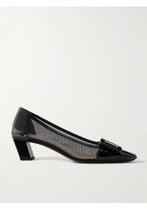 Roger Vivier - Belle Vivier 45 Patent Leather-trimmed Mesh Pumps - Black - IT36,IT36.5,IT37,IT37.5,IT38,IT38.5,IT39,IT39.5,IT40,IT40.5,IT41,IT41.5,IT42