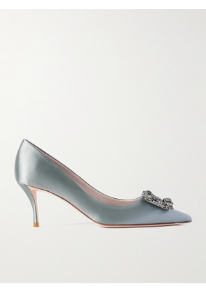 Roger Vivier - Efflorescence 65 Crystal-embellished Satin Pumps - Blue - IT36,IT36.5,IT37,IT37.5,IT38,IT38.5,IT39,IT39.5,IT40,IT41