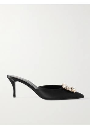 Roger Vivier - Efflorescence 65 Embellished Satin Mules - Black - IT36,IT36.5,IT37,IT37.5,IT38,IT38.5,IT39,IT39.5,IT40,IT40.5,IT41,IT42