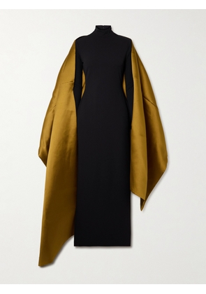 Solace London - Lyana Draped Satin-twill And Stretch-crepe Maxi Dress - Black - UK 4,UK 6,UK 8,UK 10,UK 12,UK 14,UK 16