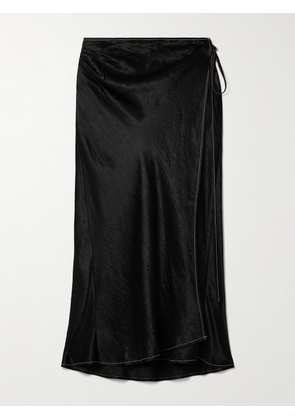 Acne Studios - Wrap-effect Crinkled-satin Midi Skirt - Black - EU 32,EU 34,EU 36,EU 38,EU 40,EU 42