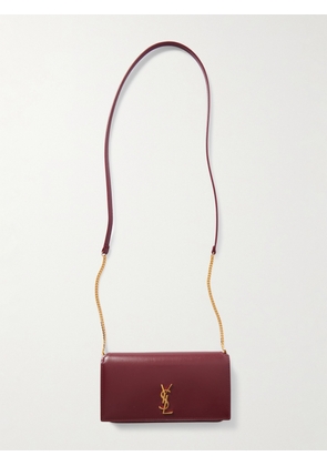SAINT LAURENT - Cassandre Strap Textured-leather Phone Case - Burgundy - One size