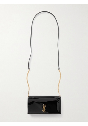 SAINT LAURENT - Cassandre Strap Patent-leather Phone Case - Black - One size