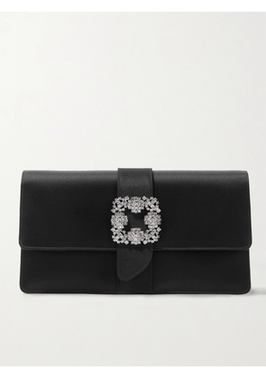 Manolo Blahnik - Capri Crystal-embellished Satin Clutch - Black - One size