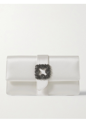 Manolo Blahnik - Capri Crystal-embellished Satin Clutch - White - One size