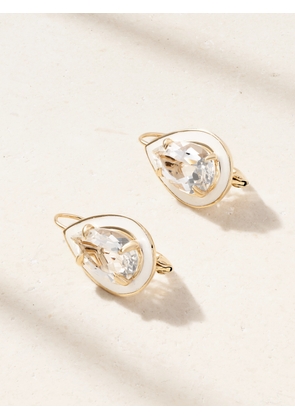 Alison Lou - Cocktail 14-karat Gold, Topaz And Enamel Earrings - White - One size
