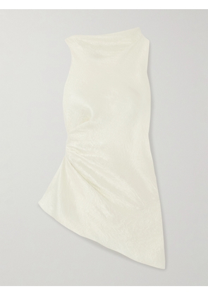McQueen - Asymmetric Gathered Crinkled-satin Blouse - White - IT38,IT40,IT42