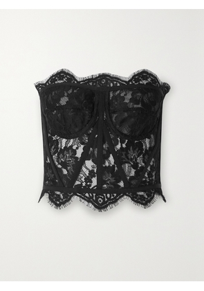 Dolce & Gabbana - Grosgrain-trimmed Lace Bustier Top - Black - IT36,IT38,IT40,IT42,IT44,IT46,IT48,IT50