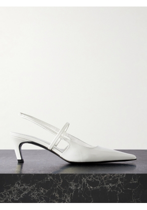 TOTEME - The Sharp Cutout Glossed-leather Slingback Pumps - Off-white - IT35,IT36,IT37,IT38,IT39,IT40,IT41,IT42