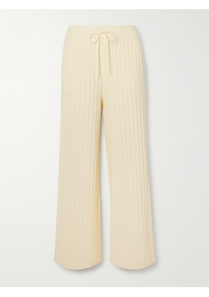 Varley - Simeon Ribbed-knit Wide-leg Pants - Cream - xx small,x small,small,medium,large,x large