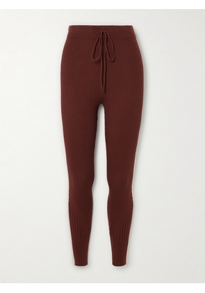 Varley - Aiden Ribbed-knit Leggings - Burgundy - xx small,x small,small,medium,large,x large
