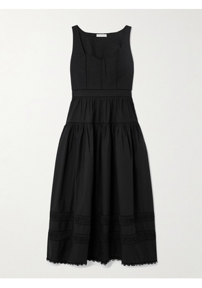 Ulla Johnson - Isadora Tiered Lace-trimmed Cotton-poplin Midi Dress - Black - US0,US2,US4,US6,US8,US10,US12,US14,US16