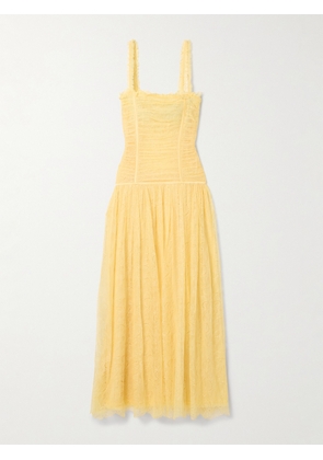 Ulla Johnson - Florelle Ruched Chantilly Lace Maxi Dress - Yellow - US0,US2,US4,US6,US8,US10,US12
