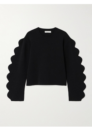 Ulla Johnson - Ivy Scalloped Jersey Sweater - Black - x small,small,medium,large,x large