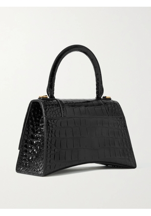 Balenciaga - Hourglass Small Glossed Croc-effect Leather Tote - Black - One size