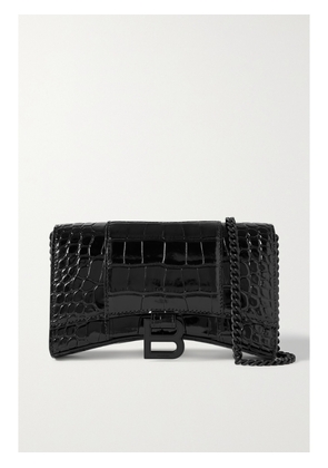 Balenciaga - Hourglass Croc-effect Leather Shoulder Bag - Black - One size