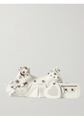Balenciaga - Le Cagole Xs Studded Crinkled-leather Shoulder Bag - White - One size