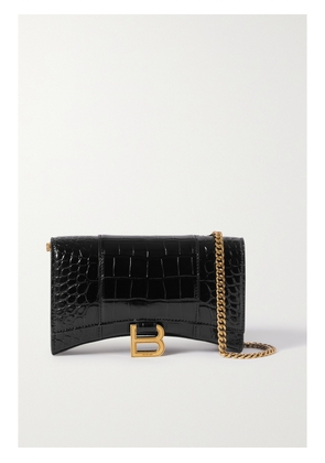 Balenciaga - Hourglass Croc-effect Leather Shoulder Bag - Black - One size
