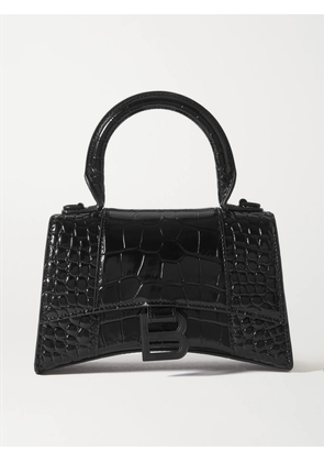 Balenciaga - Hourglass Xs Croc-effect Leather Tote - Black - One size