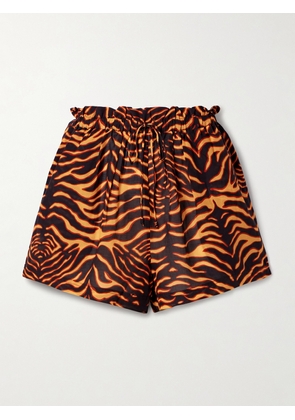 Ulla Johnson - Bijou Tiger-print Cotton-blend Voile Shorts - Animal print - x small,small,medium,large,x large