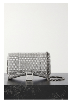 Balenciaga - Hourglass Crystal-embellished Suede Shoulder Bag - Gray - One size