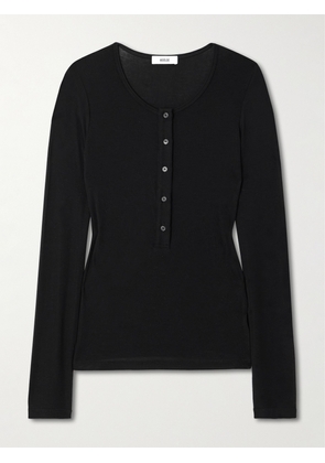 AGOLDE - Faustine Lyocell-blend Henley Top - Black - x small,small,medium,large,x large
