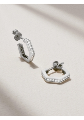 KOLOURS JEWELRY - Hexagon Small 18-karat White Gold Diamond Hoop Earrings - Silver - One size