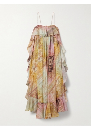 Zimmermann - Tallow Ruffled Printed Silk Maxi Dress - Yellow - 00,0,1,2,3,4