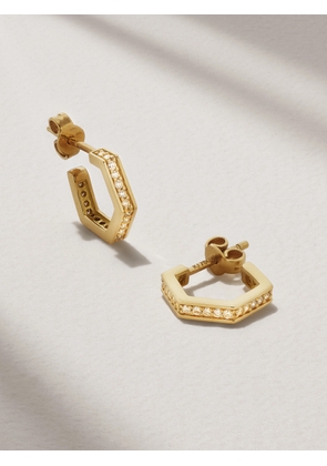 KOLOURS JEWELRY - Hexagon Small 18-karat Gold Diamond Hoop Earrings - One size