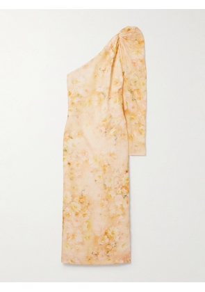 Zimmermann - Crush One-sleeve Floral-print Linen And Silk-blend Midi Dress - Yellow - 00,1,2,3,4