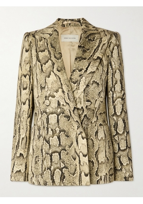 Dries Van Noten - Double-breasted Snake-print Woven Blazer - Animal print - FR 34,FR 36,FR 38,FR 40,FR 42,FR 44