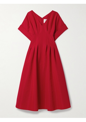 Carolina Herrera - Pleated Silk-faille Midi Dress - Red - US0,US2,US4,US6,US8,US10,US12,US14,US16