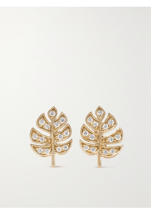 Sydney Evan - Tiny Monstera Leaf 14-karat Gold Diamond Earrings - One size